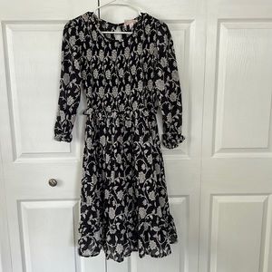 Smocked bodice midi dress